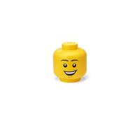 LEGO Storage Head (MINI) - HAPPY BOY - Contenitore Impilabile con Coperchio, Organizer per Giocattoli e Accessori, Soluzione di Archiviazione Divertente