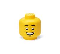 LEGO Storage Head (SMALL) - Happy Boy - Contenitore Impilabile con Coperchio, Organizer per Giocattoli e Accessori, Decorazione Divertente per Bambini e Adulti