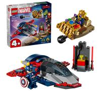 LEGO ǀ Marvel Capitan America Contro Thanos - Giocattolo Avengers con Aereo e 2 Minifigure con Accessori Incluso lo Scudo di Cap - Regalo da Supereroi per Bambini da 4 Anni in su - 76319