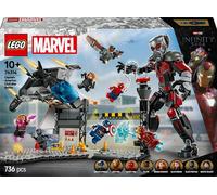 Lego marvel 76314 azione di battaglia captain america: civil war, 8 minifigure avengers e aereo giocattolo quinjet, bambini 10+