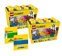 LEGO Super Maxi - Set di 2 scatole grandi 10698 + piastra verde 10700 + pannello da costruzione blu 10714