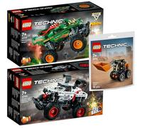 Lego Technic 42149 Monster Jam Dragon, 42150 Monster Mutt Dalmatian & 30655 - Carrello elevatore con pallet