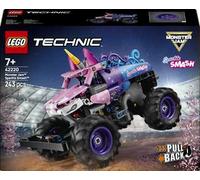LEGO Technic Monster Jam Sparkle Smash a Retrocarica - Camion Giocattolo Pull-Back - Auto da Corsa a Tema Unicorno Rosa - Regalo Creativo di Compleanno per Bambini e Bambine da 7 Anni in su - 42220