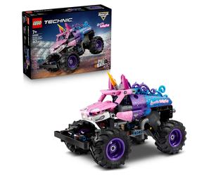 LEGO Technic Monster Jam Sparkle Smash Pull-Back Truck Toy - Pink Unicorn Themed