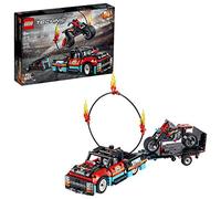 LEGO Technic Truck e Moto dello Stunt Show, Set di Costruzioni, Modello 2in1 con Motore Pull-Back e Rimorchio, 42106