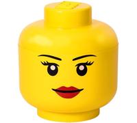 LEGO - Testa portaoggetti impilabile, da bambina, misura grande, in plastica, diametro 24 cm x altezza 27,1 cm, giallo, 40321725