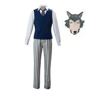 Legoshi - Costume da cosplay per uniforme scolastica, completo con camicia | Legoshi - Maschera da lupo per cosplay, travestimento da uomo, per Halloween, carnevale, fumetto