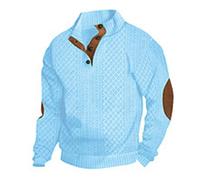 Legou Maglione da uomo, Jacquard cablato Stand up Collar Pullover a maniche lunghe, blu cielo, L
