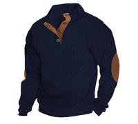 Legou Maglione da uomo, Jacquard cablato Stand up Collar Pullover a maniche lunghe, Blu tibetano , 3XL