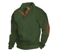 Legou Maglione da uomo, Jacquard cablato Stand up Collar Pullover a maniche lunghe, Verde militare, 5XL