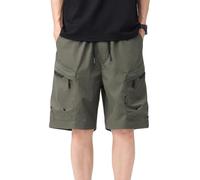 Legou Pantaloncini cargo da uomo con coulisse, Verde militare, 3XL