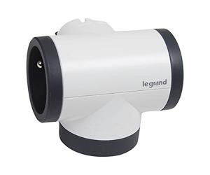 Legrand 049437 - Spina multipresa rotante con 2 prese laterali con terra + USB Type Type-C, colore: Bianco e Grigio scuro