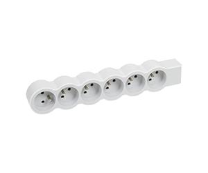 Legrand 049499 - Prolunga multipresa Extra-Plate con 6 prese di corrente con terra da cablare, colore: bianco e grigio chiaro