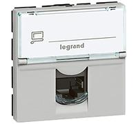 Legrand 079492 Presa RJ45 Categoria6 FTP Inclinata a 90° Mosaic 2 Moduli, Alluminio, Confezione da 10