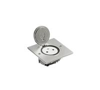 Legrand 089760 - Presa da pavimento semplice con piastra quadrata, 2P+T, 16A, 250V, in acciaio inox