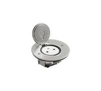 Legrand 089770 - Presa da pavimento semplice con piastra rotonda, 2P+T, 16A, 250V, in acciaio inox