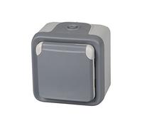 legrand 191504 Base Di Presa Impermeabile Con Coperchio Per Superficie, Grigio