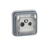 Legrand 191516 Presa Antenna TV da Incasso con Protezione IP55 Contro l'acqua, Grigio