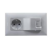 Legrand 398216 - Presa 2P+T 16A e caricatore USB tipo A 1A 5W componibile per installazione a incasso - Gamma Niloé Step - Colore Alluminio