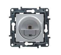 Legrand 398266 - Presa caricatore mini USB 3A 15W componibile per installazione a incasso - Gamma Niloé Step - Colore Alluminio