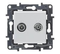 Legrand 398316 - Presa TV-R/SAT Intermedie componibile per installazione a incasso - Gamma Niloé Step - Colore Alluminio