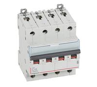 Legrand 407926E, Interruttore automatico magnetico termico, 4P, 10A, Curva C, 10kA, 4 moduli, DX3