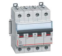 Legrand 407934E, Interruttore automatico magnetico termico, 4P, 63A, Curva C, 10kA, 4 moduli, DX3