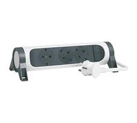 Legrand 694527 - Presa multipla con interruttore, presa multipla con 3 prese, cavo da 1,5 MTS, colore: bianco/grigio scuro