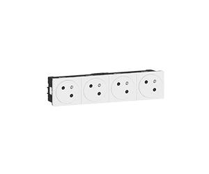 Legrand 99423 Superficie Prata, Gamma Mosaic Link inclinata a 45°, 4 x 2P+T con Base Retrattile, elettrica innovativa, Facile da installare, 8 Moduli, Presa di Corrente quadrupla