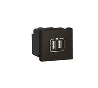 legrand 99450 - Doppio caricatore USB tipo A Mosaic 2,4 A 2 Moduli Mat-99450, nero opaco