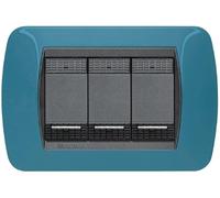PLACCA 3 POSTI COLORE BLU METRO SERIE LIVINGINTERNATIONAL - BTICINO L4803BU