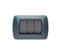 Legrand/bticino - Placca 3 moduli metalic Blu