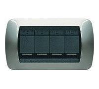 Legrand/bticino - Placca 4 Moduli Nichel Nero