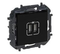 LEGRAND Caricatore doppio USB tipo A componibile per installazione da incasso, Gamma Niloé Step, Colore Antracite, 398264B