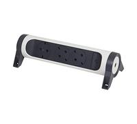 Legrand, Ciabatta elettrica girevole a 3 prese, multipresa, montaggio a parete o da tavolo, interruttore LED on/off, senza cavo, ultra bianco/nero, 694543