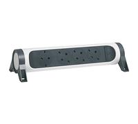 Legrand, Ciabatta elettrica girevole a 4 prese, multipresa, montaggio a parete o da tavolo, interruttore LED on/off, senza cavo, ultra bianco/nero, 694544