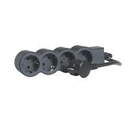 Legrand, Ciabatta elettrica piatta, 4 prese, presa multipla, lunghezza cavo 1,5 m, nero/grigio scuro, 694553
