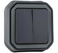 Legrand - Controllo per funzione doppio interruttore o avanti e indietro 10A o pulsante 10A impermeabile Plexo completo per montaggio a incasso antracite