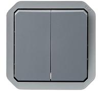 Legrand - Controllo per funzione doppio interruttore o avanti e indietro 10A o spintore 10A impermeabile Plexo finitura grigio
