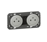 Legrand - Doppia presa di corrente 2P+T Superficie dooxie 16A precablata finitura in alluminio - imballaggio blister