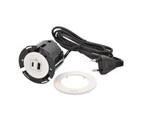 LEGRAND, Incara 654730 - Presa di ricarica USB A+C, presa da tavolo, presa da incasso, caricatore multiuso, 15 Watt, lunghezza cavo 2 m, spina 2P+E, colore: Bianco ultra