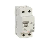 LEGRAND, Interruttore di protezione FI, 25 A, 30 mA. Interruttore a corrente residua/RCD, 2 poli, 25 A/30 mA, 402036