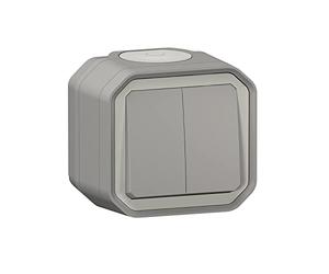 Legrand - Interruttore o avanti e indietro impermeabile Plexo 10A consegnato completo per montaggio in apparente grigio - pacchetto pieghevole