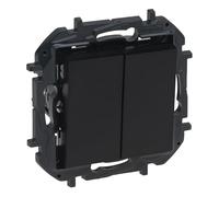 LEGRAND Interruttore o interruttore doppio componibile 10AX per installazione a incasso, gamma Niloé Step, colore: antracite, 398228B