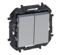 LEGRAND Interruttore o interruttore doppio componibile 10AX per installazione a incasso, gamma Niloé Step, colore alluminio, 398228B