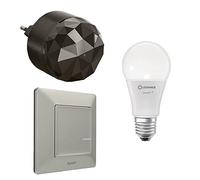LEGRAND, Kit Starter Smart Lighting, lampadina intelligente dimmerabile (WiFi), controllo vocale (Alexa, Apple, Google), lampadina moderna, Plug'n'Play, Valena Life w. Netatmo, colore: Alluminio
