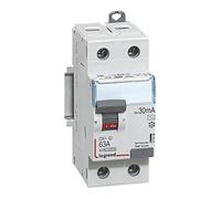 Legrand LEG92841 - Interruttore differenziale, BIP 63 A 30 MA Tipo AC | 2 poli, 63 A, 30 mA, 230 V, tipo AC, guida DIN, 2 moduli, IP20, ingresso ad alta uscita bassa, senza alogeni