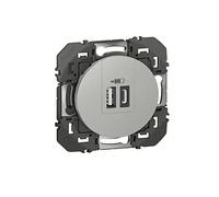 Legrand leg95258 2USB dooxie caricabatterie 2 usb a + C 3 A 15 W Alluminio Composable, Alluminio