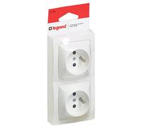 Legrand LEG97368 - Presa di corrente sporgente doppia con terra, potenza 13.680 W / 230 V, colore: Bianco