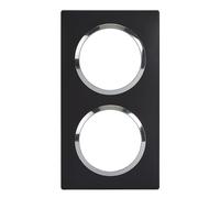 LEGRAND - Piastra quadrata Dooxie 2 posizioni finitura nera anello cromato